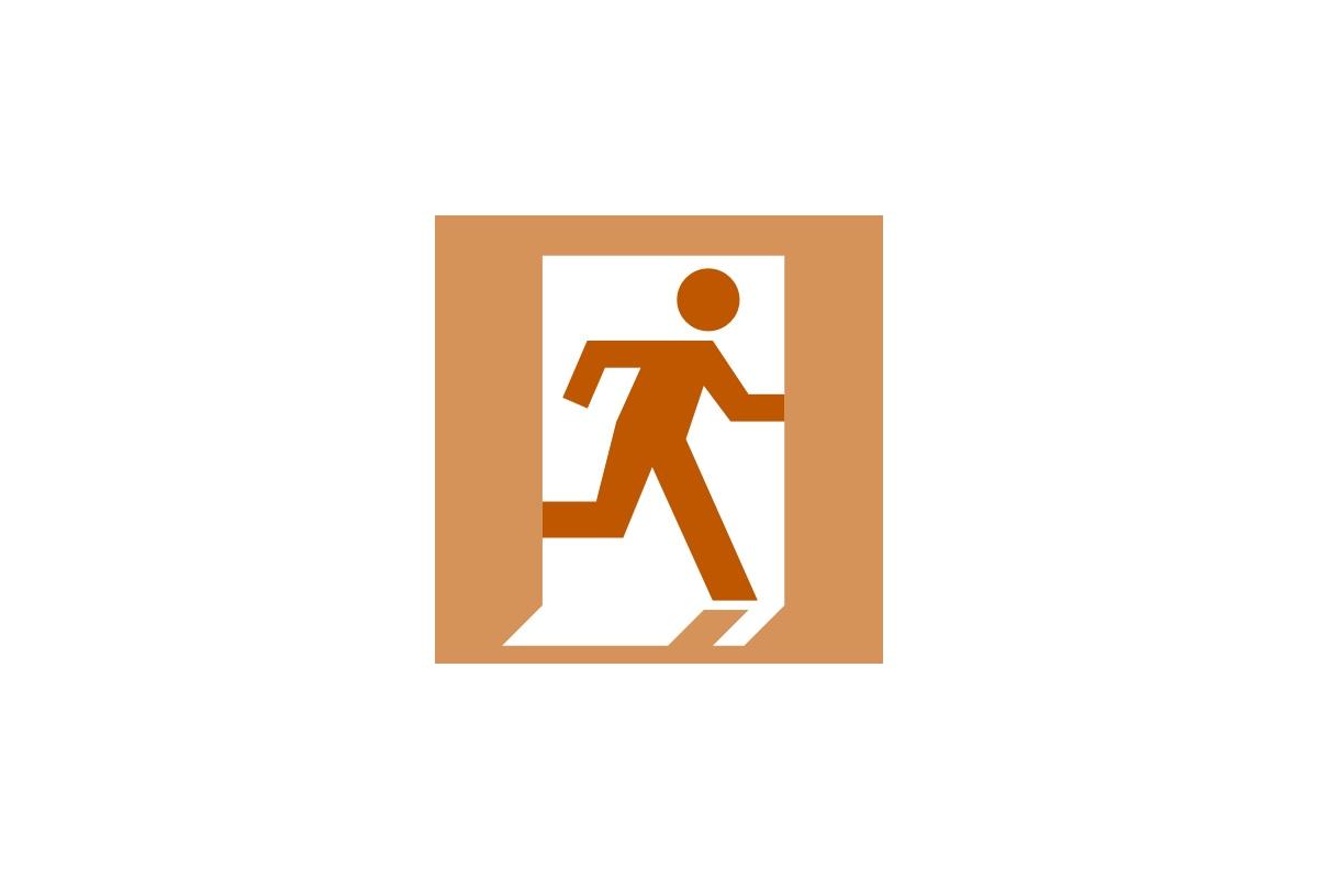 An "offboarding" illustration showing a person exiting through a door