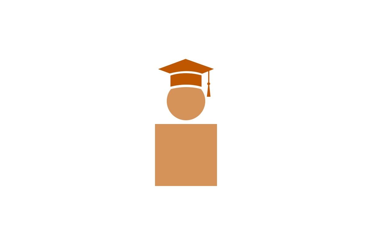 An illustration showing a student wearing a mortarboard hat